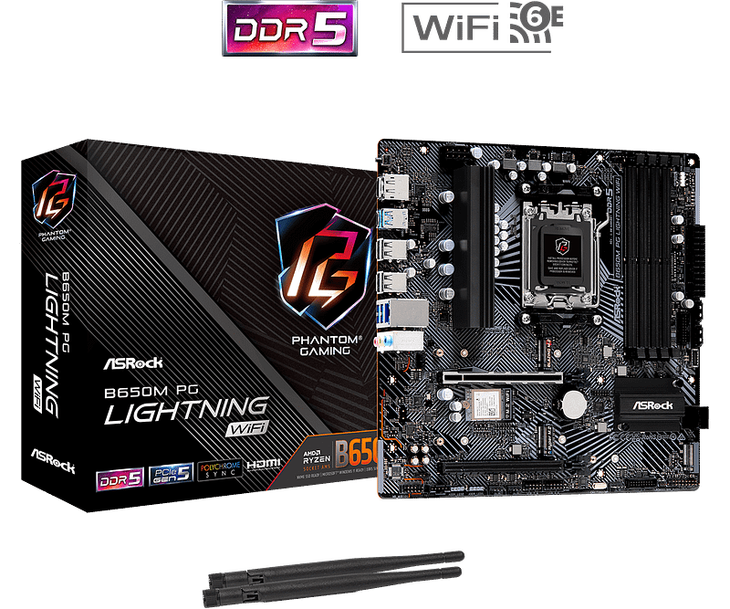 ASrock B650M PG Lightning WiFi DDR5 Motherboard